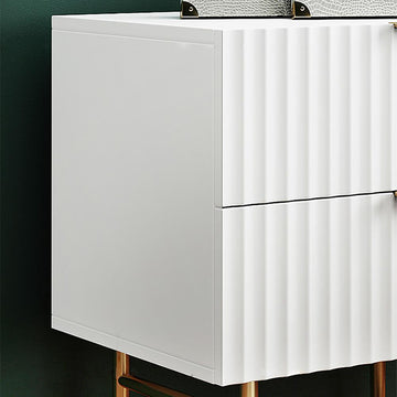 Minimalist Slatted White Bedroom Dresser with 6 Drawers